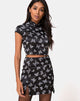 Image of Zaid Mini Skirt in Black Butterfly Flock