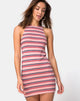 Image of Zena Bodycon Dress in 70s Stripe Pink Horizontal