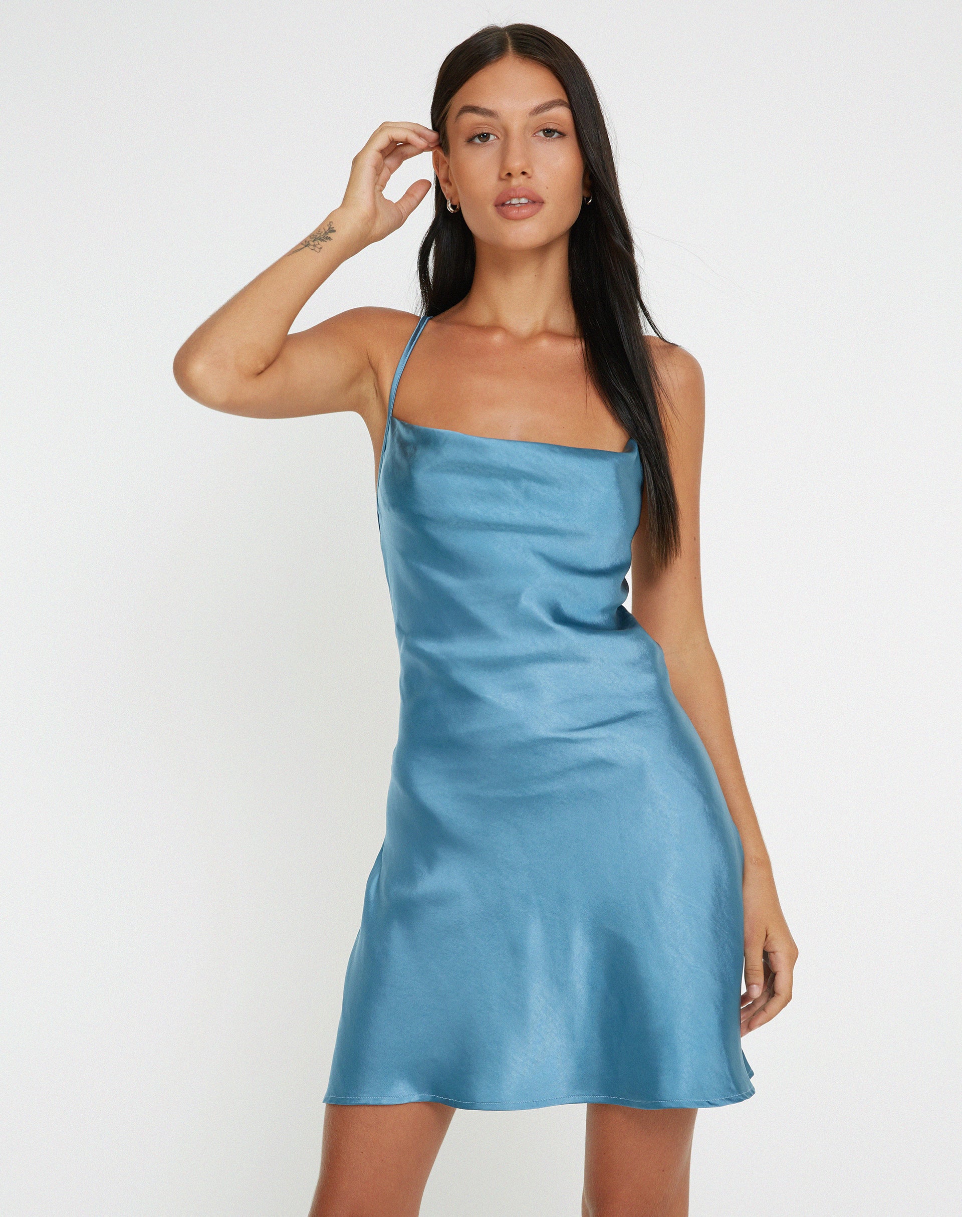 image of Zenita Mini Dress in Satin Slate