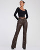 image of Zinam Flared Leg Trouser in PU Brown