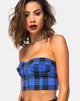 Image of Zipshi Cropped Top in Tartan Blue