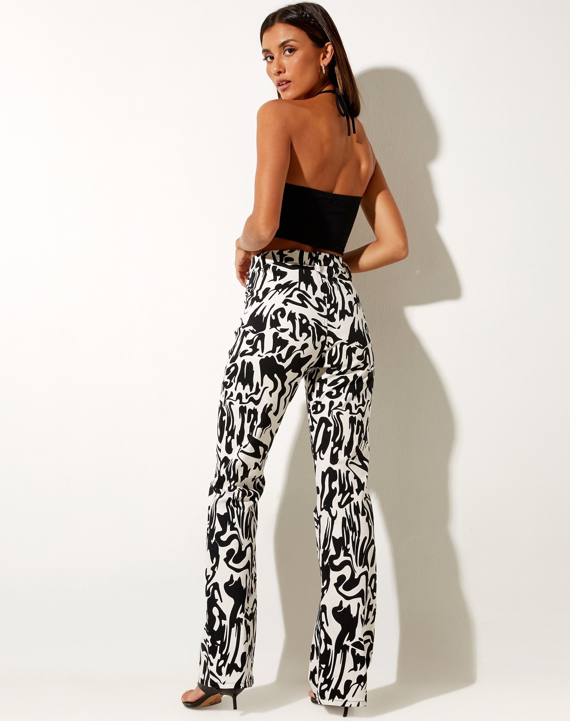 Image of Zoven Flare Trouser in Wrapped Gothic Large Black and White