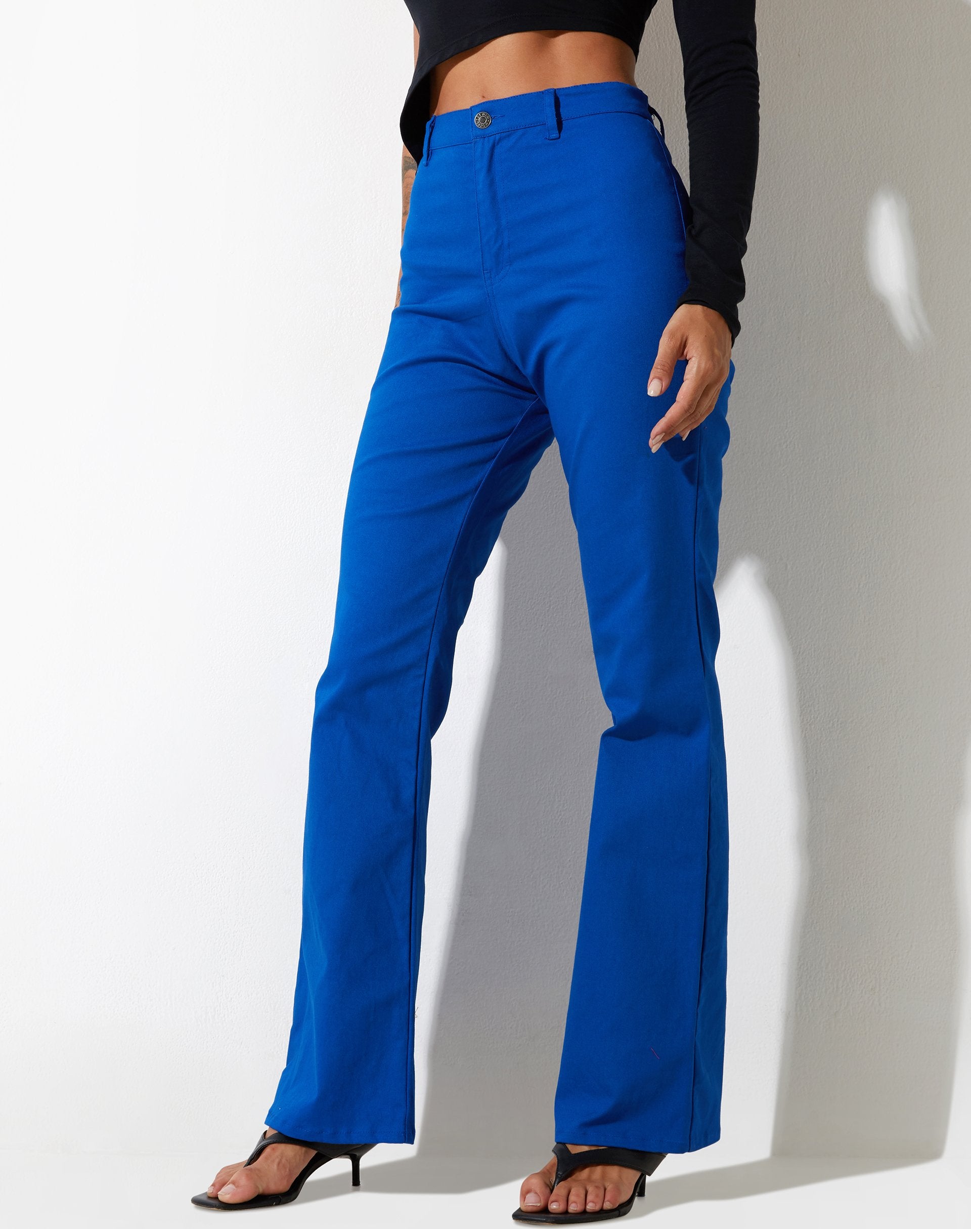 image of Zoven Flare Trouser in Twill Cobalt Blue