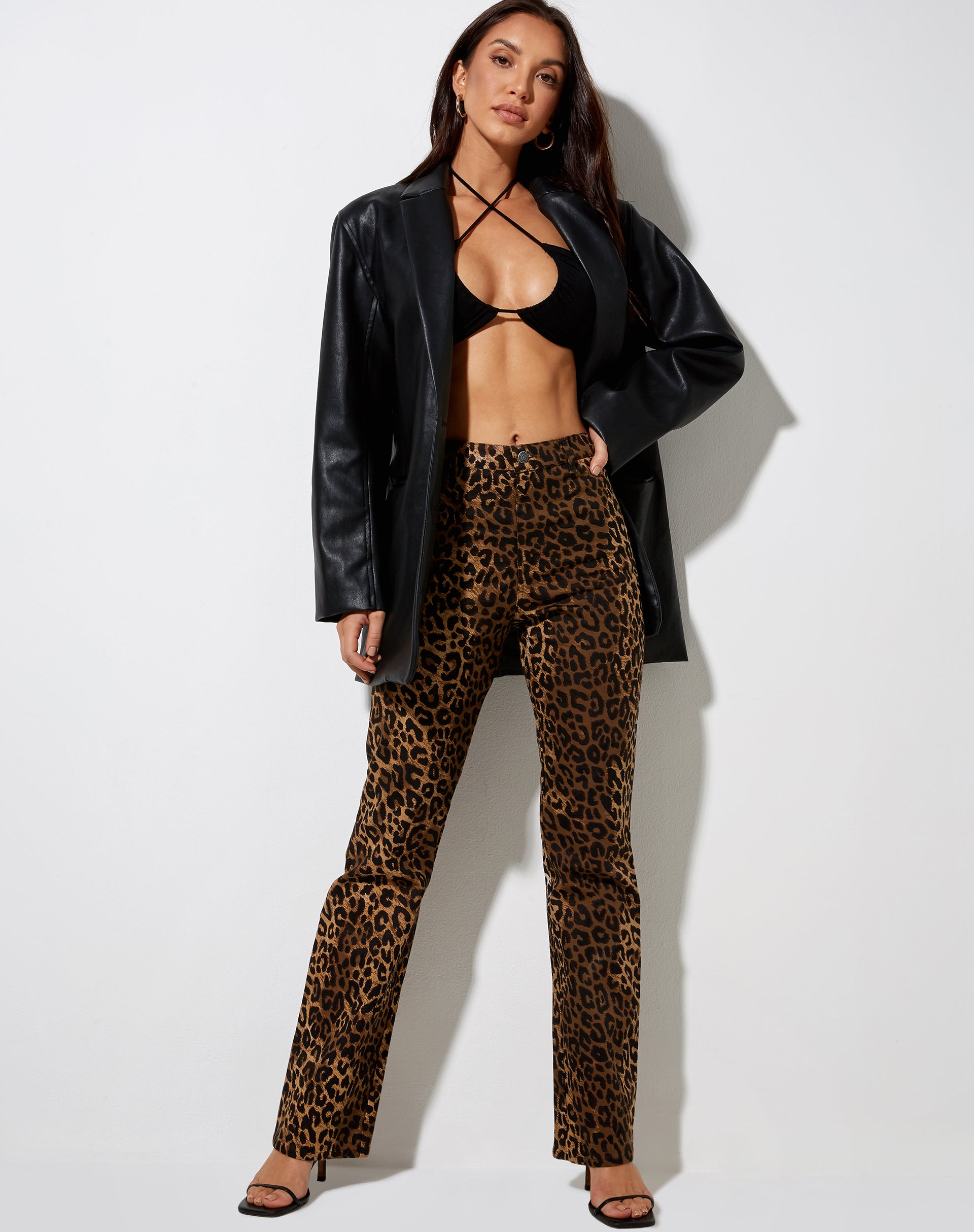 Image of Zoven Flare Trouser in Night Leopard Brown