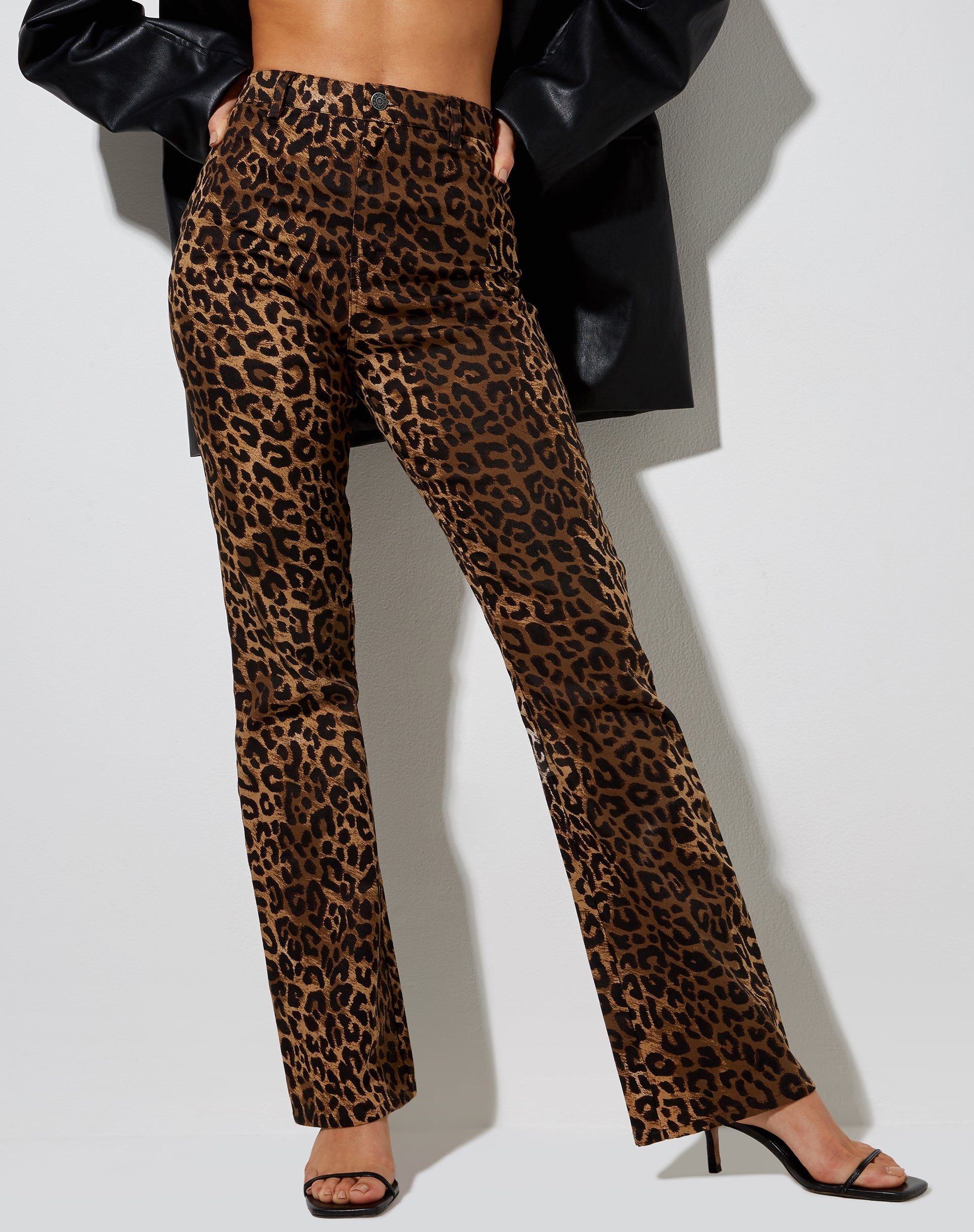 Image of Zoven Flare Trouser in Night Leopard Brown
