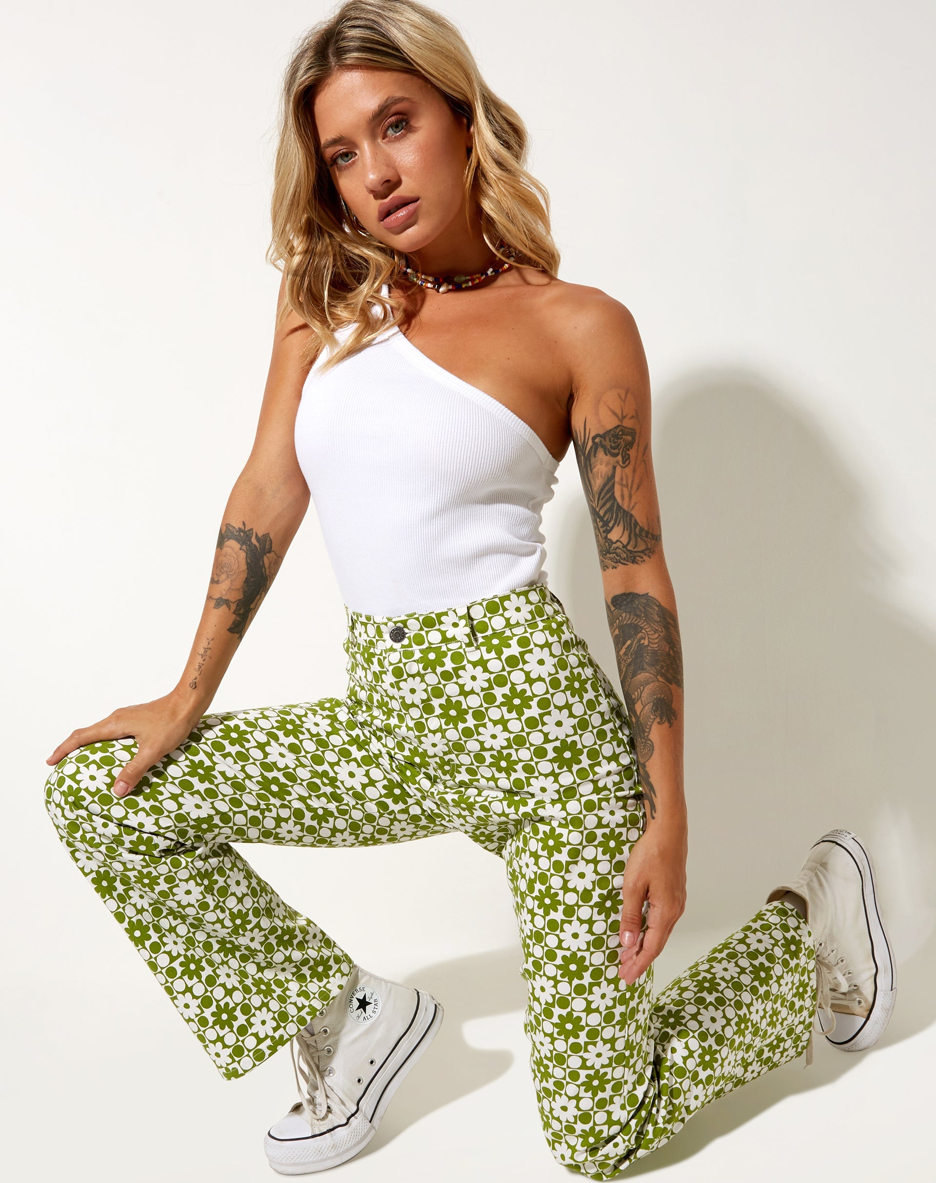 Image of Zoven Trouser in Patchwork Daisy Green
