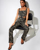 Image of Zoven Flare Trouser in Baroque Cherub Black and Gold