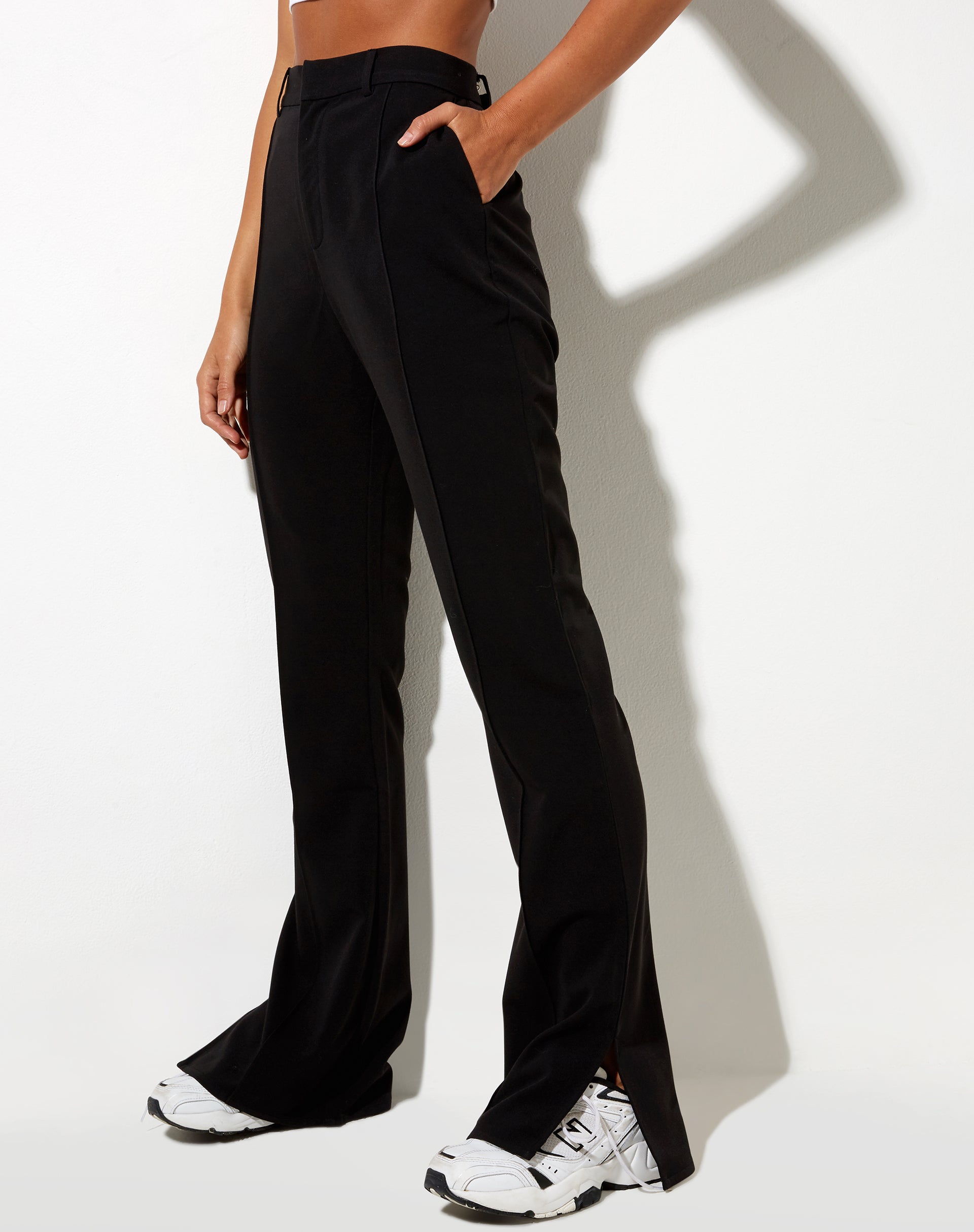 Split Hem Black Flare Trouser | Zovey – motelrocks-com-us