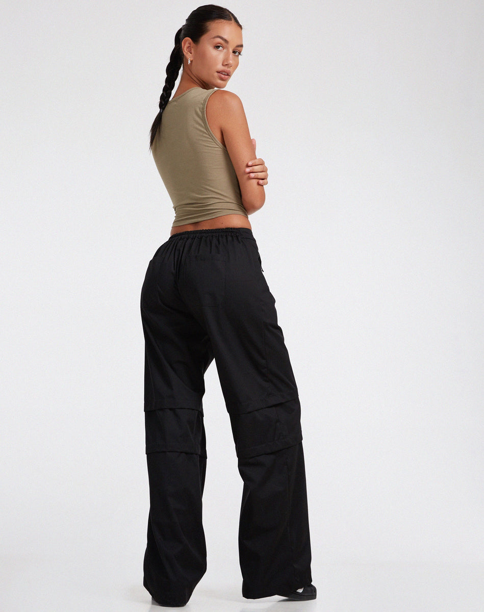 Black High Waisted Flare Leg Pocket Detail Trousers | Eilid ...