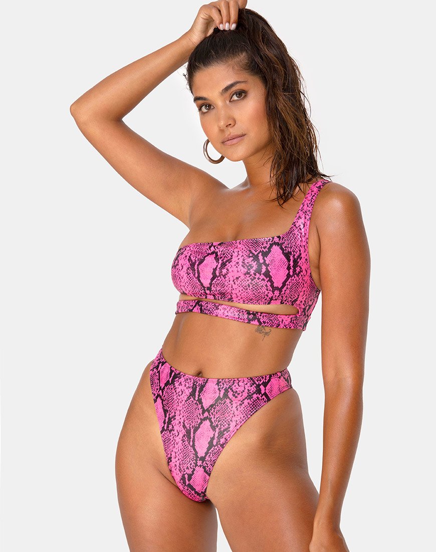 Image of Ledra Bikini Bottom in Snake Pink