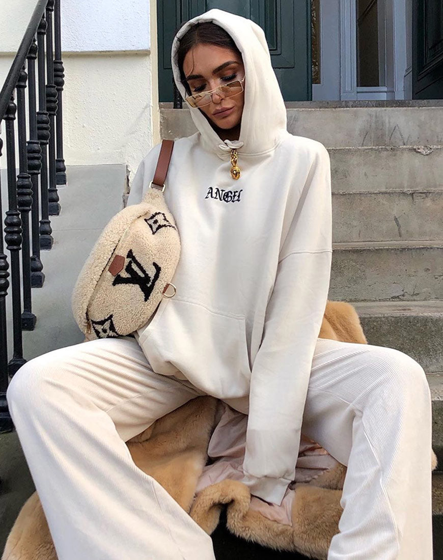 Image of Oversize Hoody in Stone with Angel Embro
