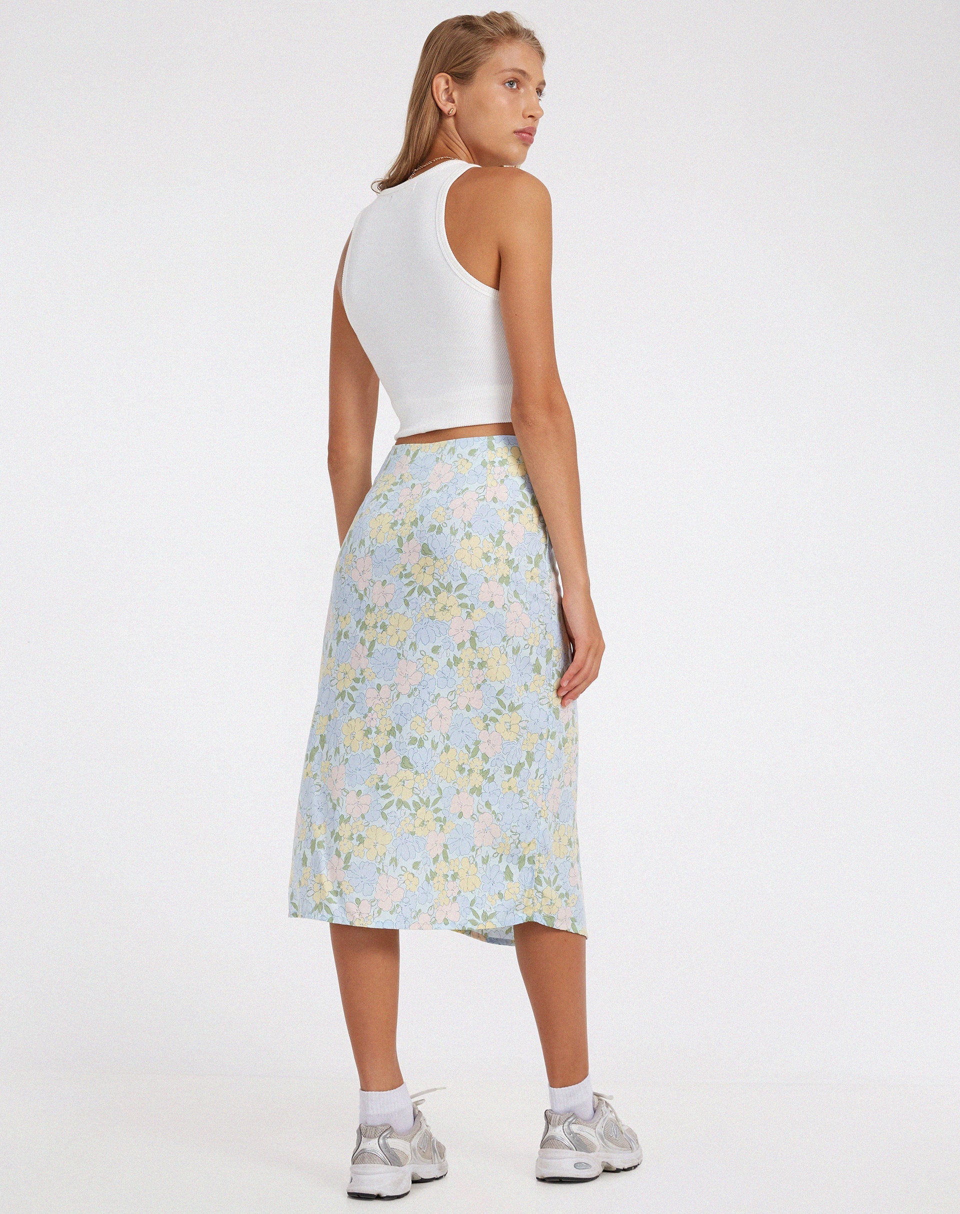 Image of Seko Midi Skirt in Washed Out Pastel Floral