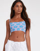 image of Tala Crop Top in Cute Floral Daisy Lilac and Blue