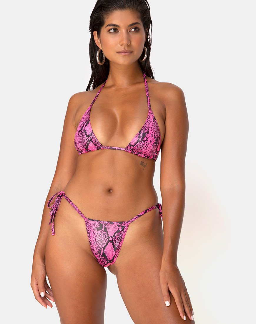 Image of Talia Bikini Bottom in Snake Pink