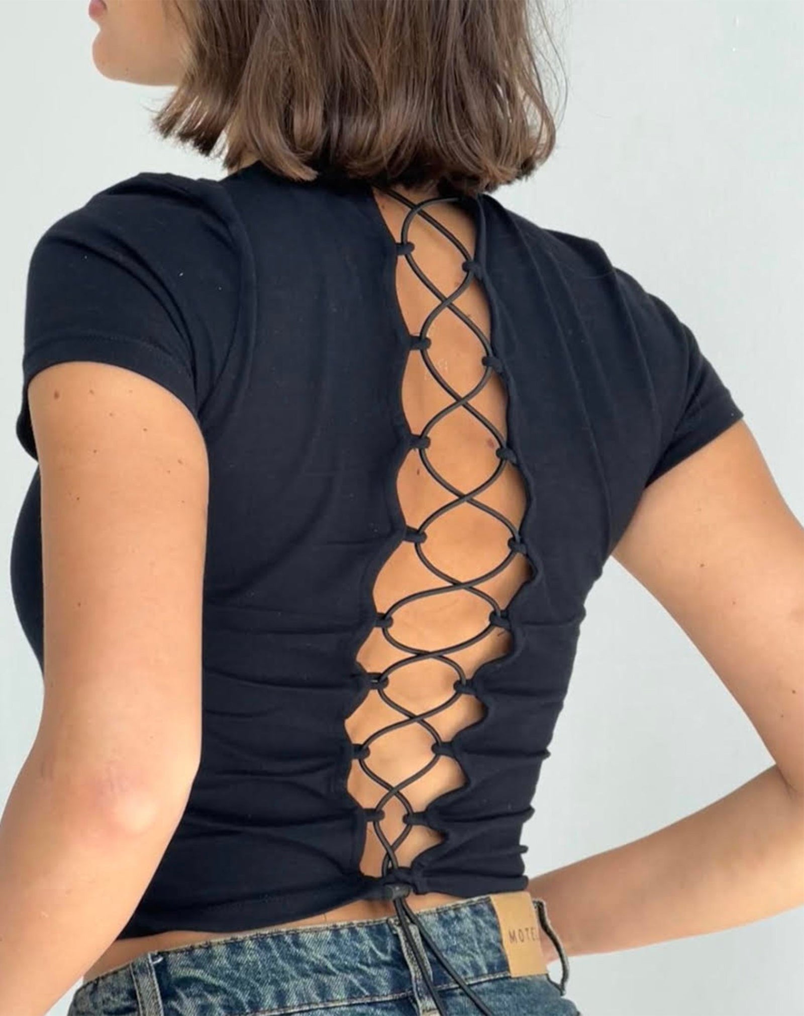Black Lace Back Top | Sayda motelrocks-com-us